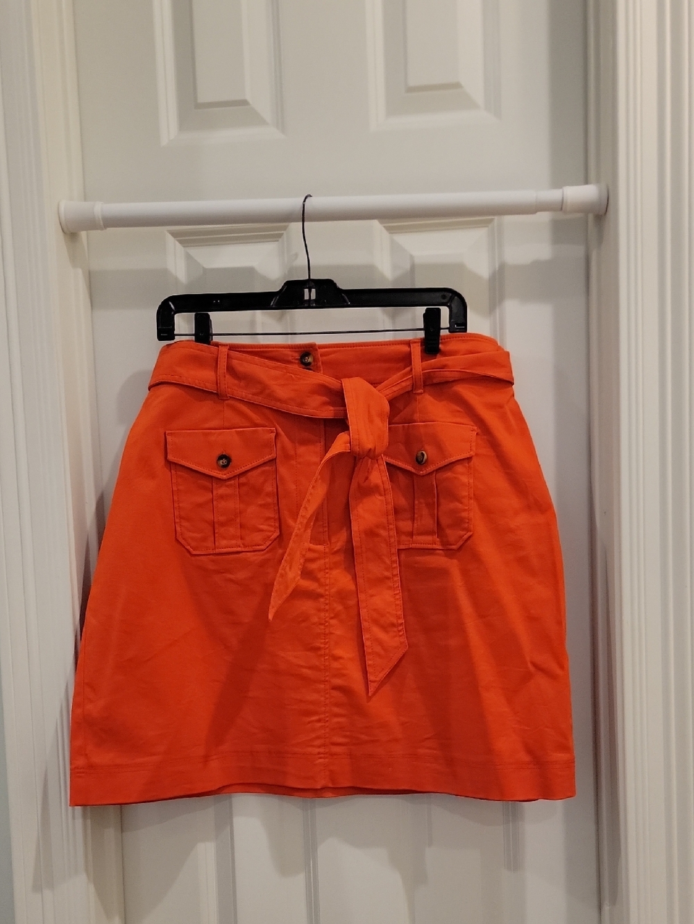 Boden Bright Orange Tie-Waist A-Line Mini Skirt